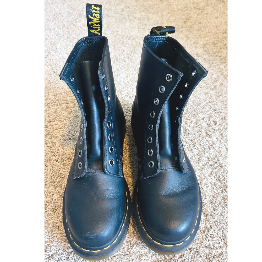 Dr. Martens Grunge Goth Streetwear Black Smooth Leather Lace Up Combat Boots 6